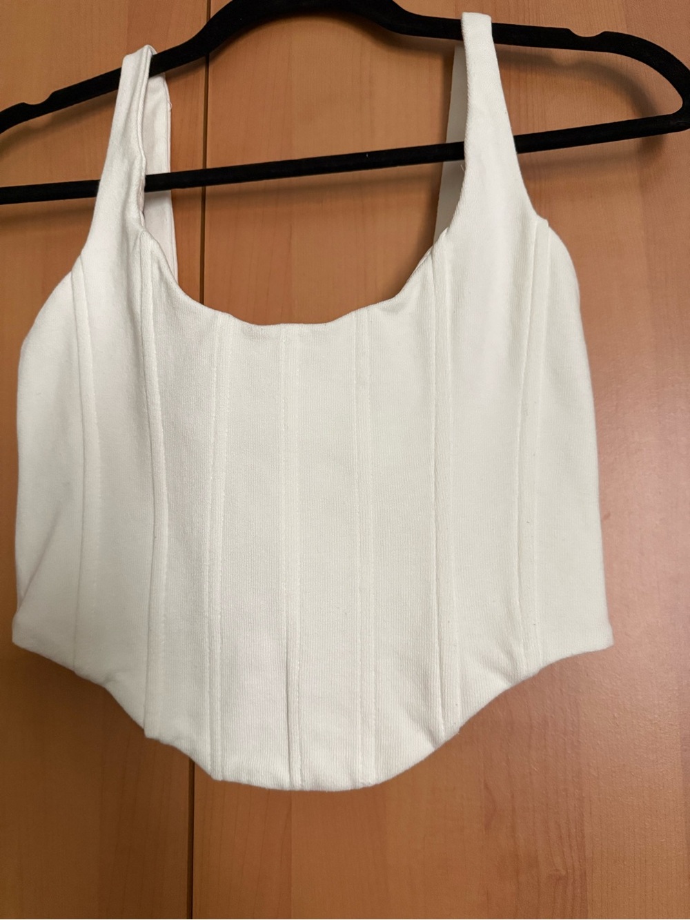 H&M White Structured Corset-Style Crop Camisole